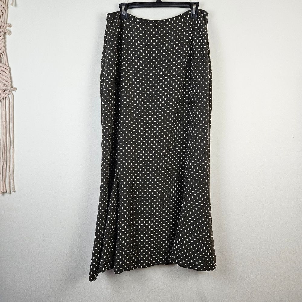 The J. Peterman Company Silk Lined Maxi Polka Dot Skirt Size 14 Modest